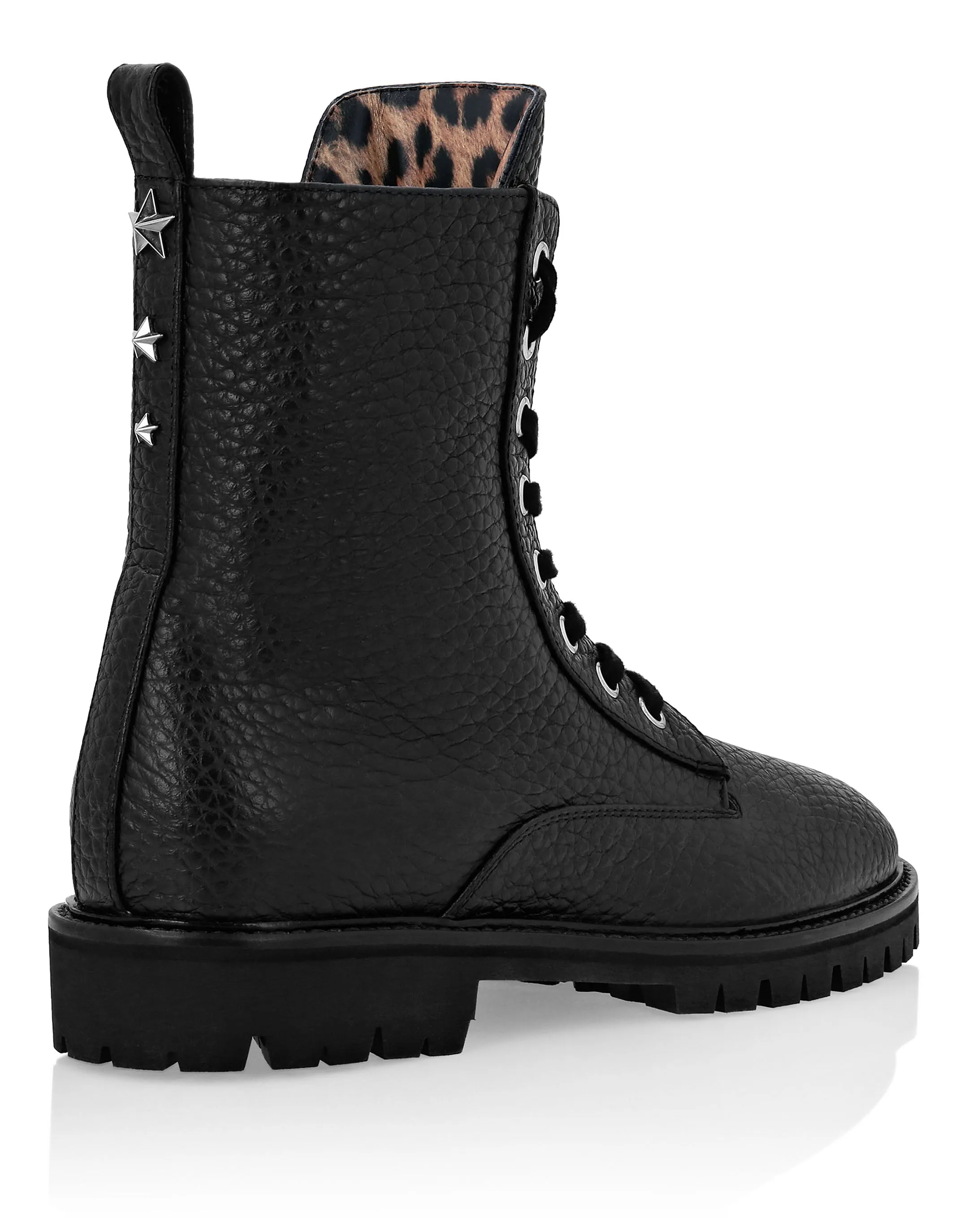 Leather Boots Low Flat stars Studs