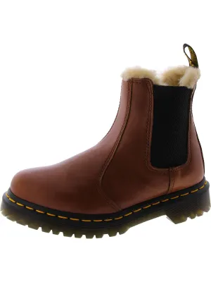 Leonore Womens Leather Faux Fur Chelsea Boots