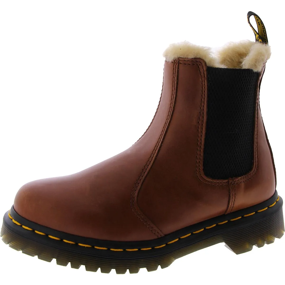 Leonore Womens Leather Faux Fur Chelsea Boots