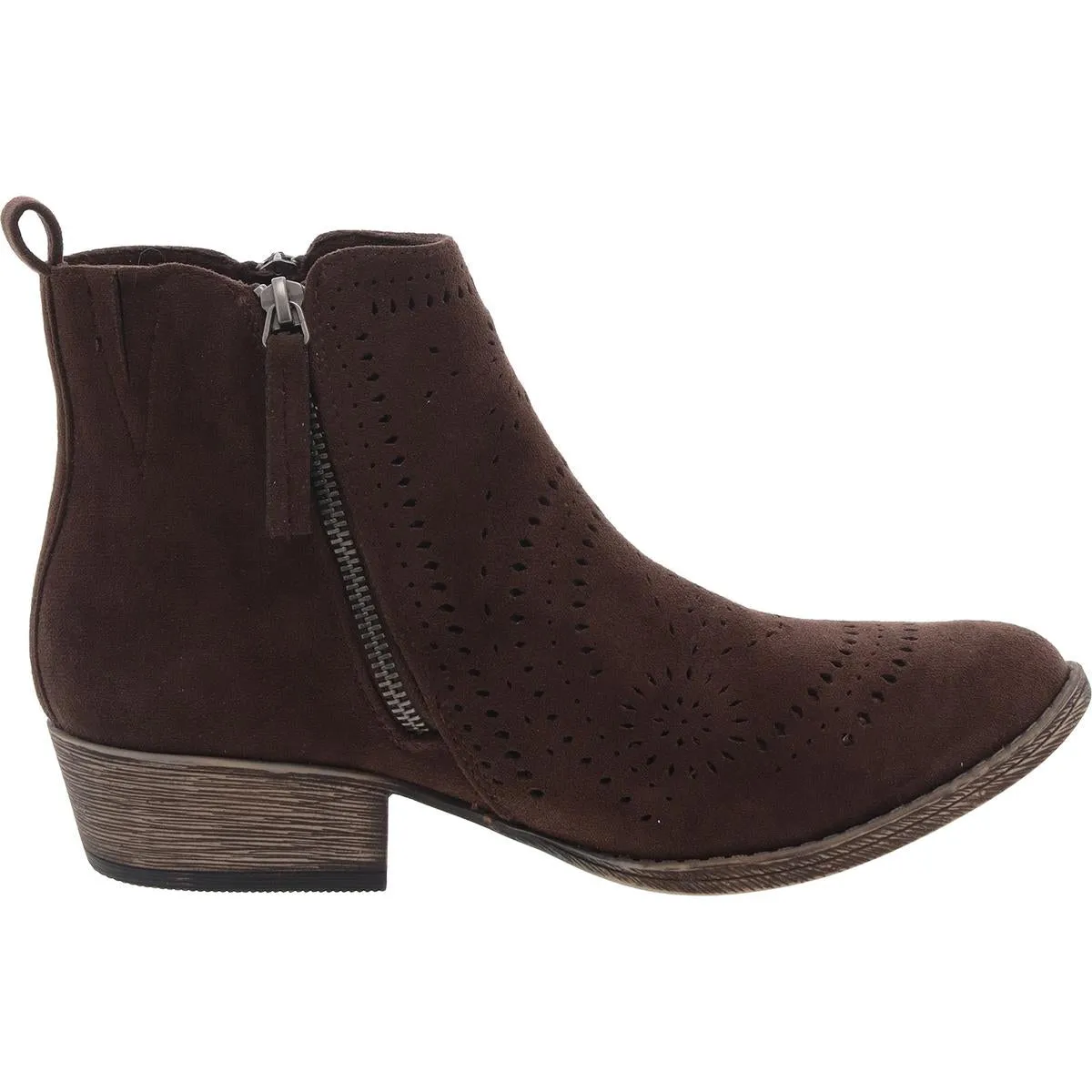 Lisette Womens Double Zipper Faux Leather Ankle Boots