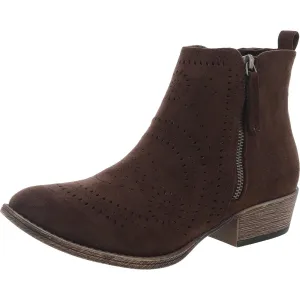 Lisette Womens Double Zipper Faux Leather Ankle Boots