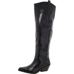 Luela Womens Faux Leather Solid Over-The-Knee Boots