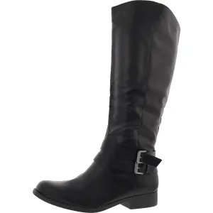 Maliapp Womens Buckle Leather Knee-High Boots