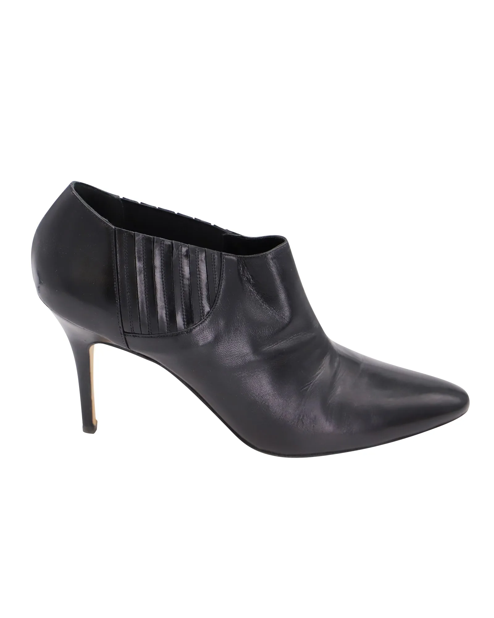 Manolo Blahnik Livrea Gore Ankle Bootie in Black Leather