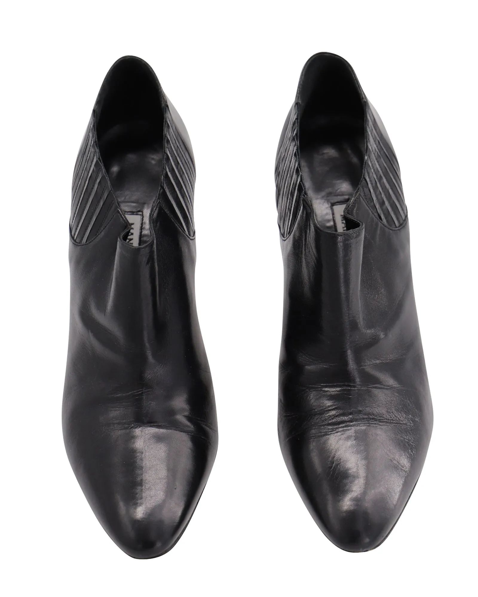 Manolo Blahnik Livrea Gore Ankle Bootie in Black Leather