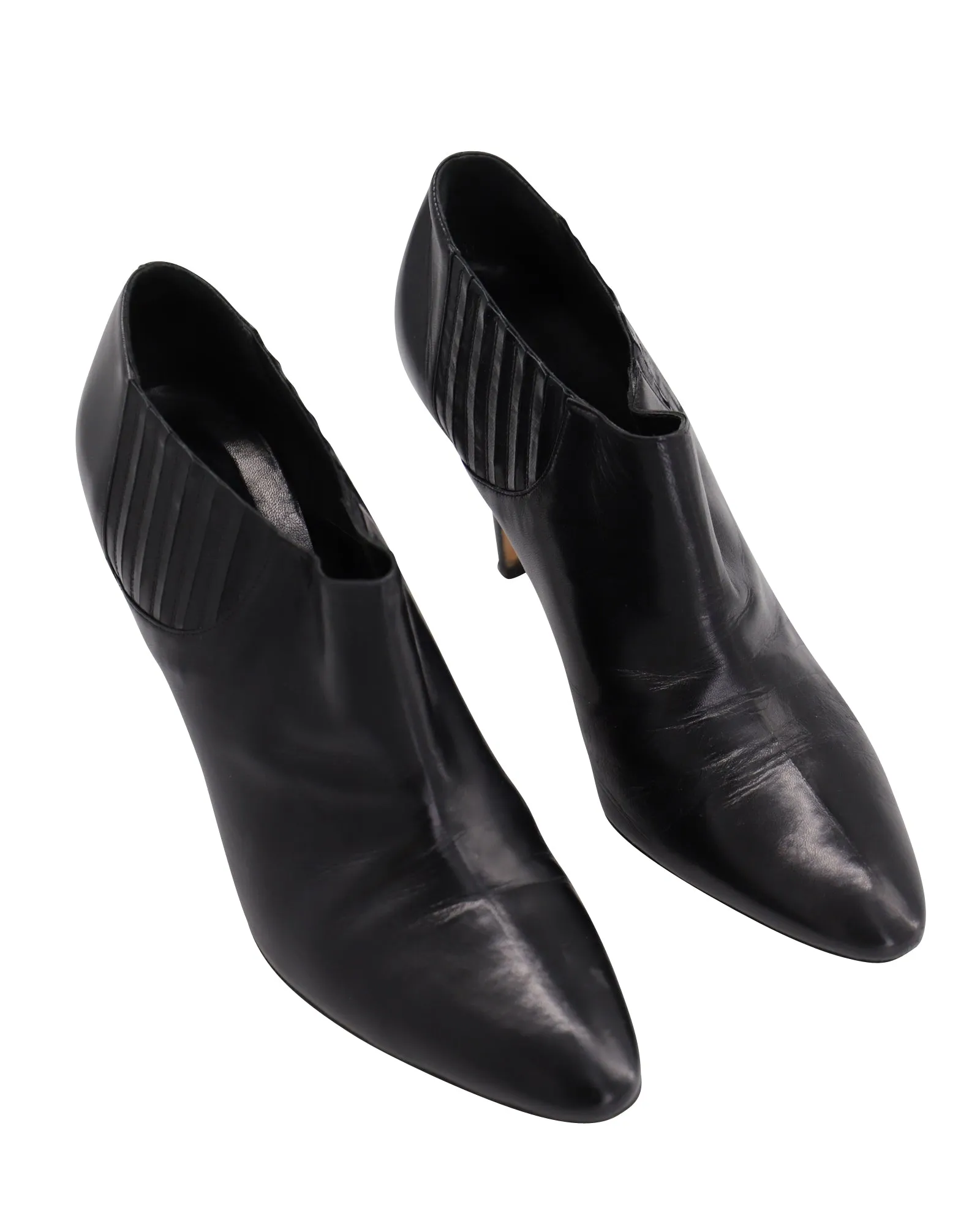 Manolo Blahnik Livrea Gore Ankle Bootie in Black Leather