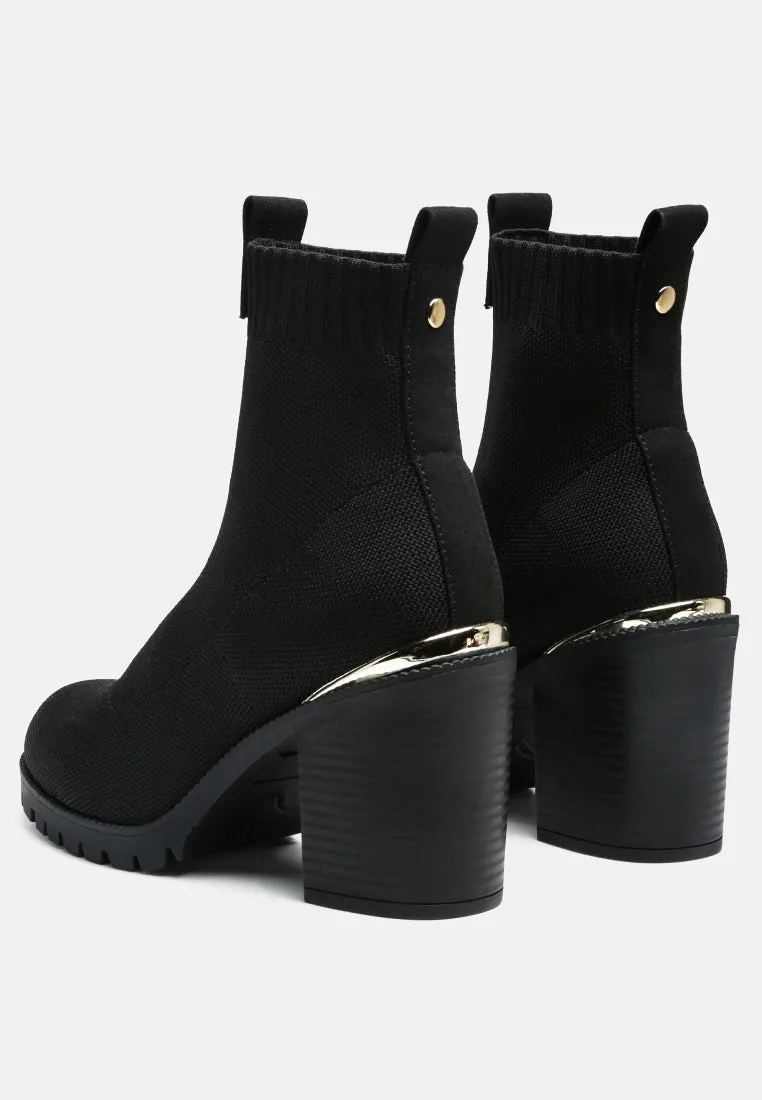 medusa knitted block heel ankle boots