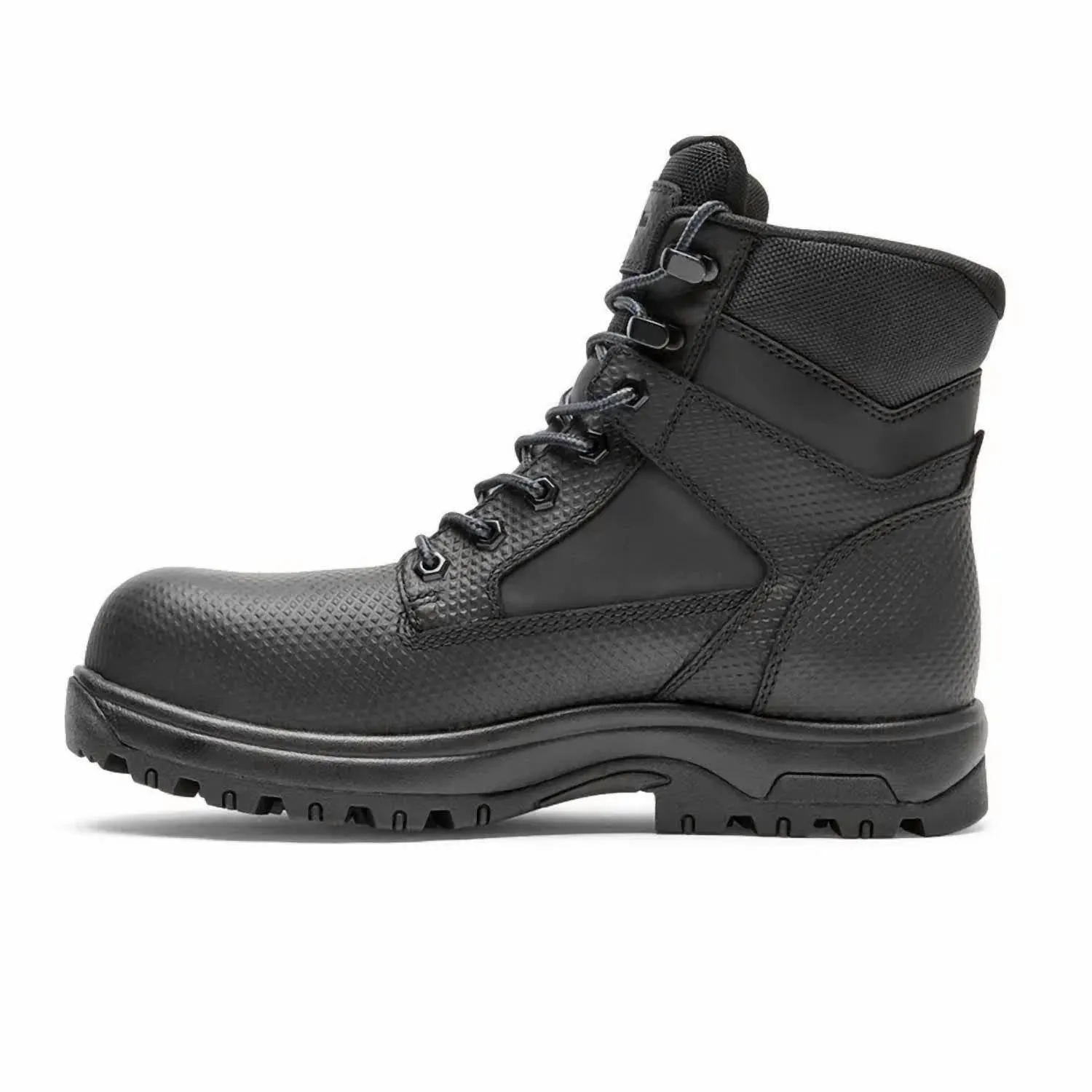 Men's 8000Works Waterproof Safety Plain Toe Boot - Xx-Wide In Black Textured Leather