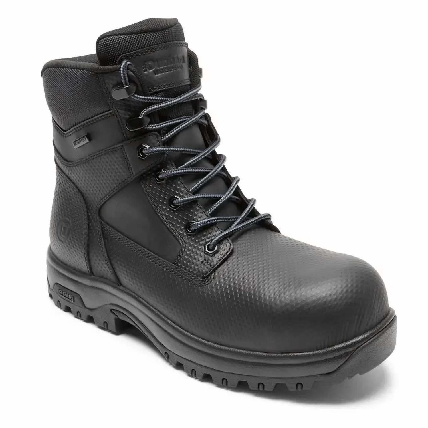 Men's 8000Works Waterproof Safety Plain Toe Boot - Xx-Wide In Black Textured Leather