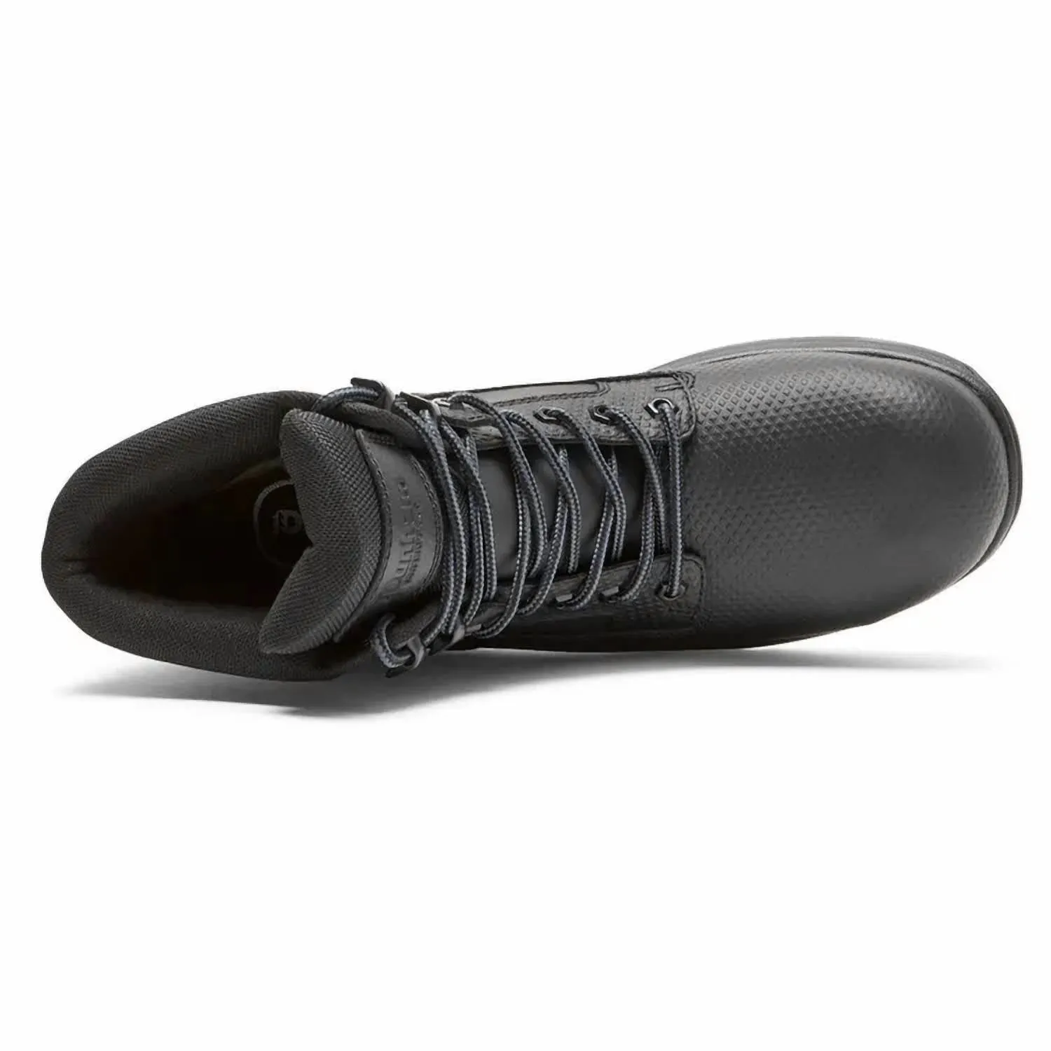 Men's 8000Works Waterproof Safety Plain Toe Boot - Xx-Wide In Black Textured Leather