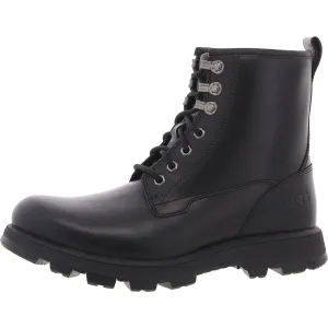 Mens Faux Fur Lined Leather Combat & Lace-Up Boots