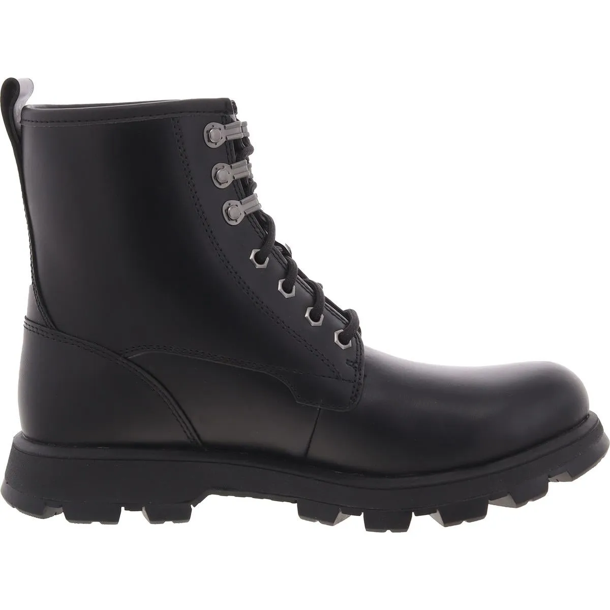 Mens Faux Fur Lined Leather Combat & Lace-Up Boots