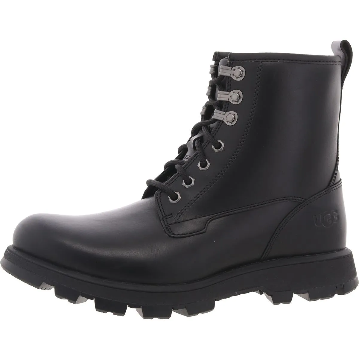 Mens Faux Fur Lined Leather Combat & Lace-Up Boots