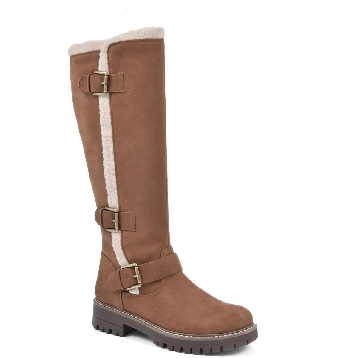 Merritt  Womens Faux Fur Lug Sole Knee-High Boots