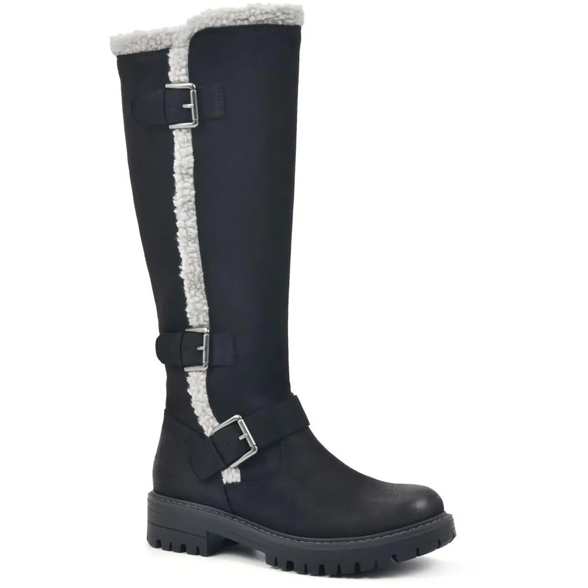 Merritt  Womens Faux Fur Lug Sole Knee-High Boots