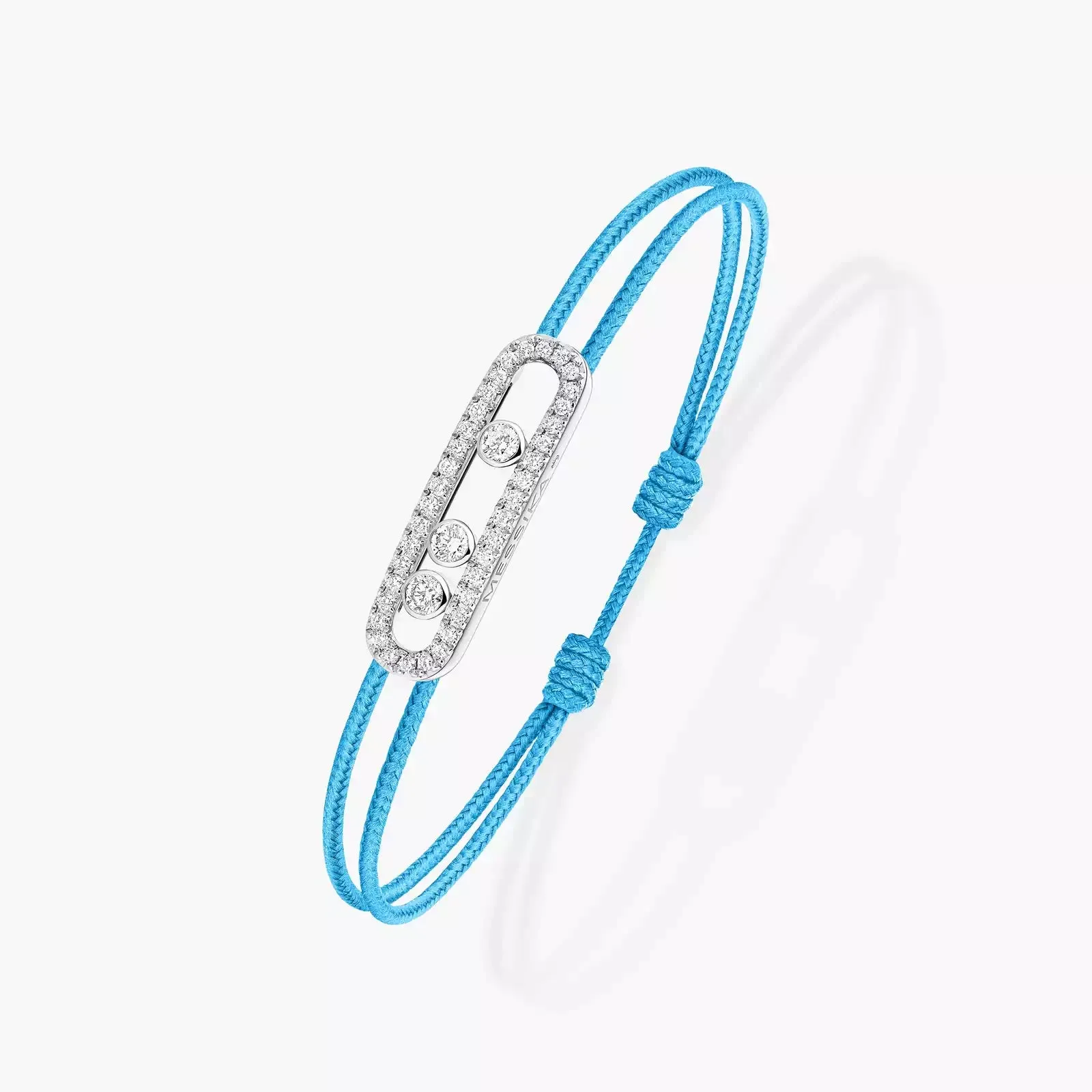 Messika Care(s) 18ct White Gold & 0.26ct Diamond Blue Cord Pav Bracelet