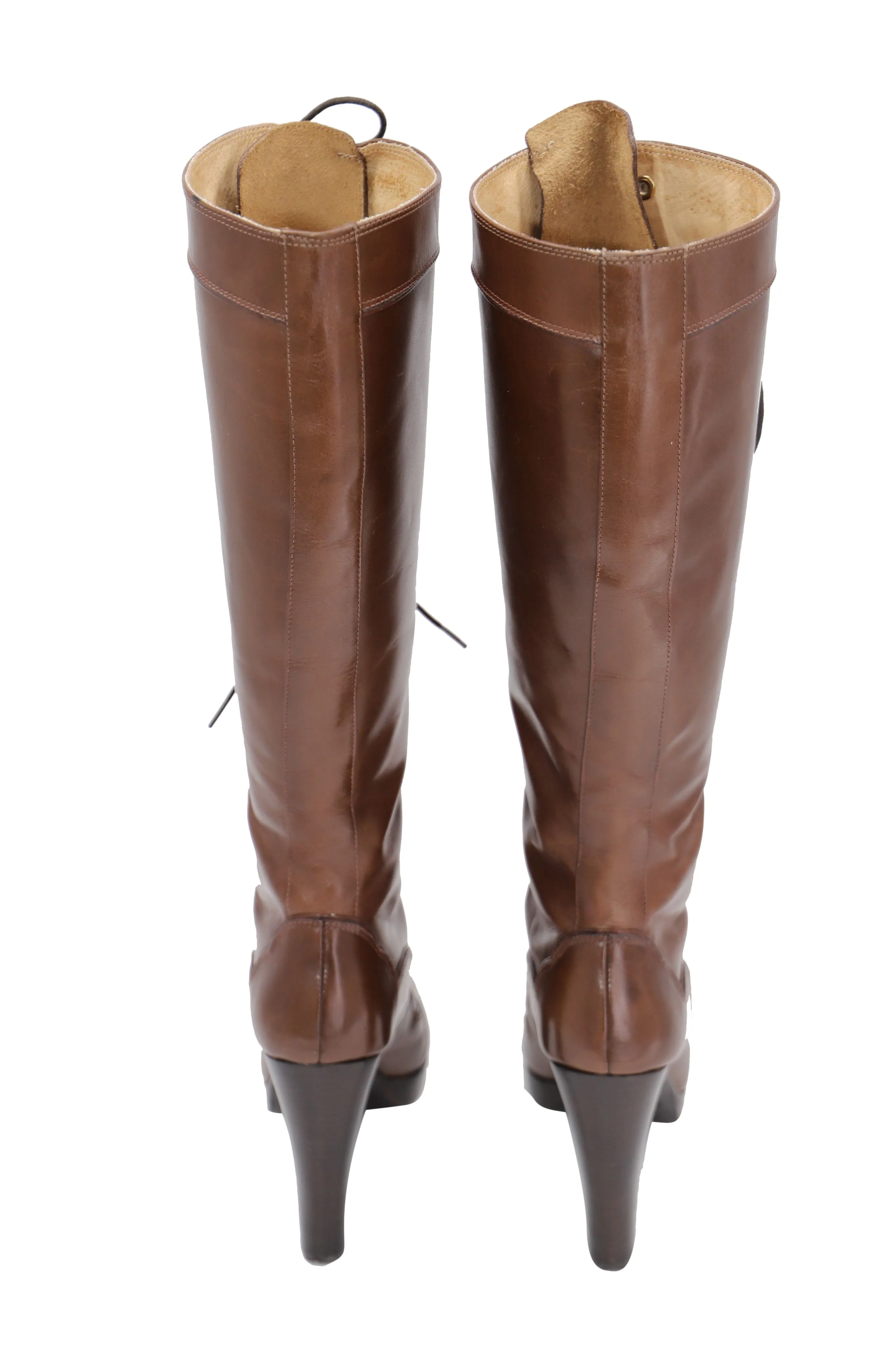 Michael Kors Roslyn Lace Up Boots in Brown Leather