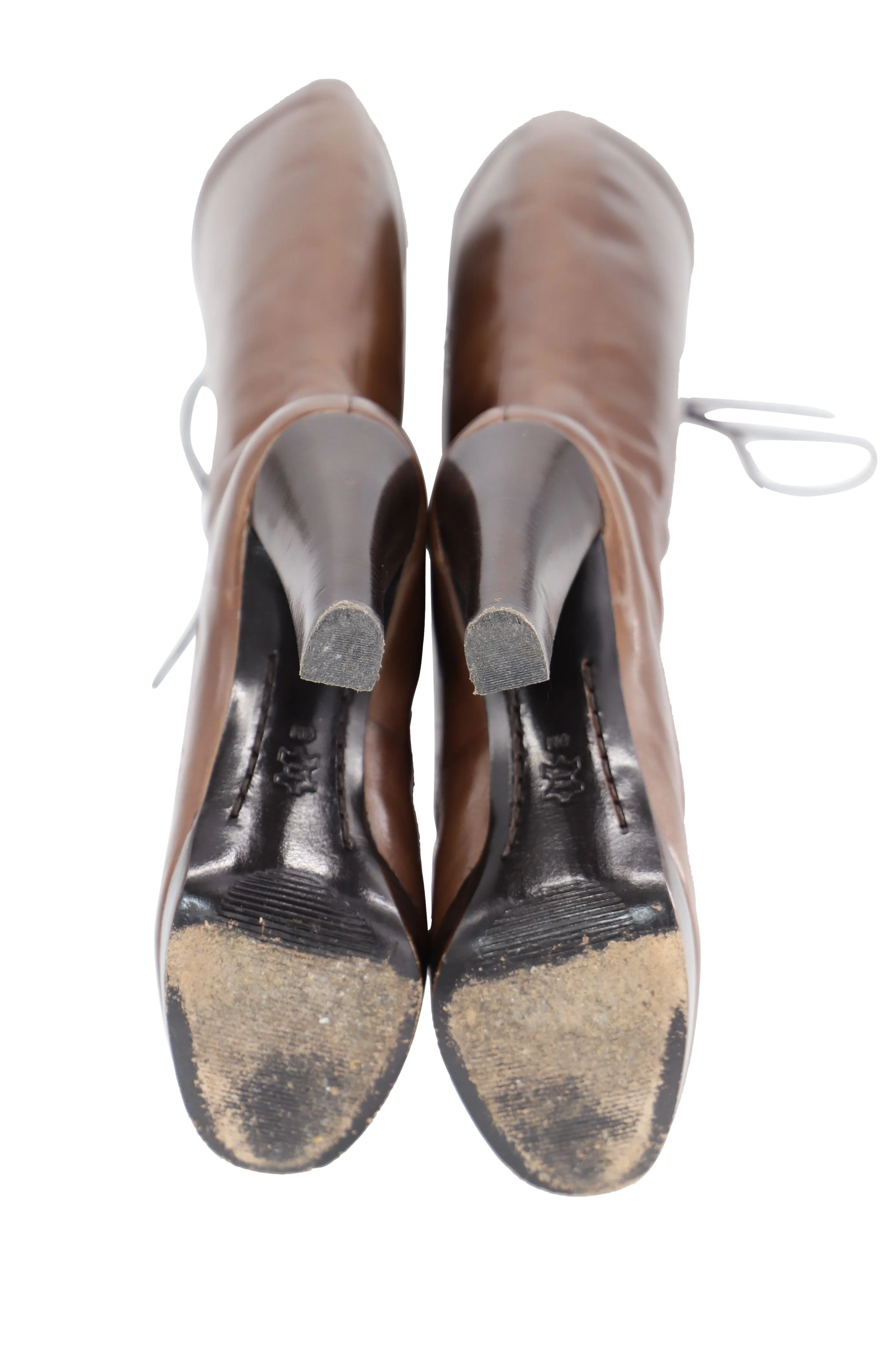 Michael Kors Roslyn Lace Up Boots in Brown Leather