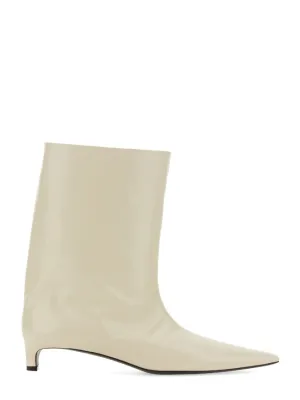 Mid-Calf Heeled Boots With Glossy Finish