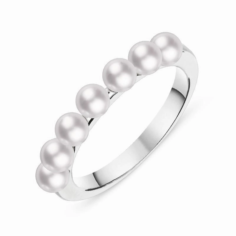 Mikimoto 18ct White Gold 3.5mm White Akoya Pearl Ring