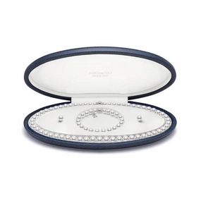 Mikimoto 18ct White Gold Akoya Pearl Necklace, Bracelet and Earring Set