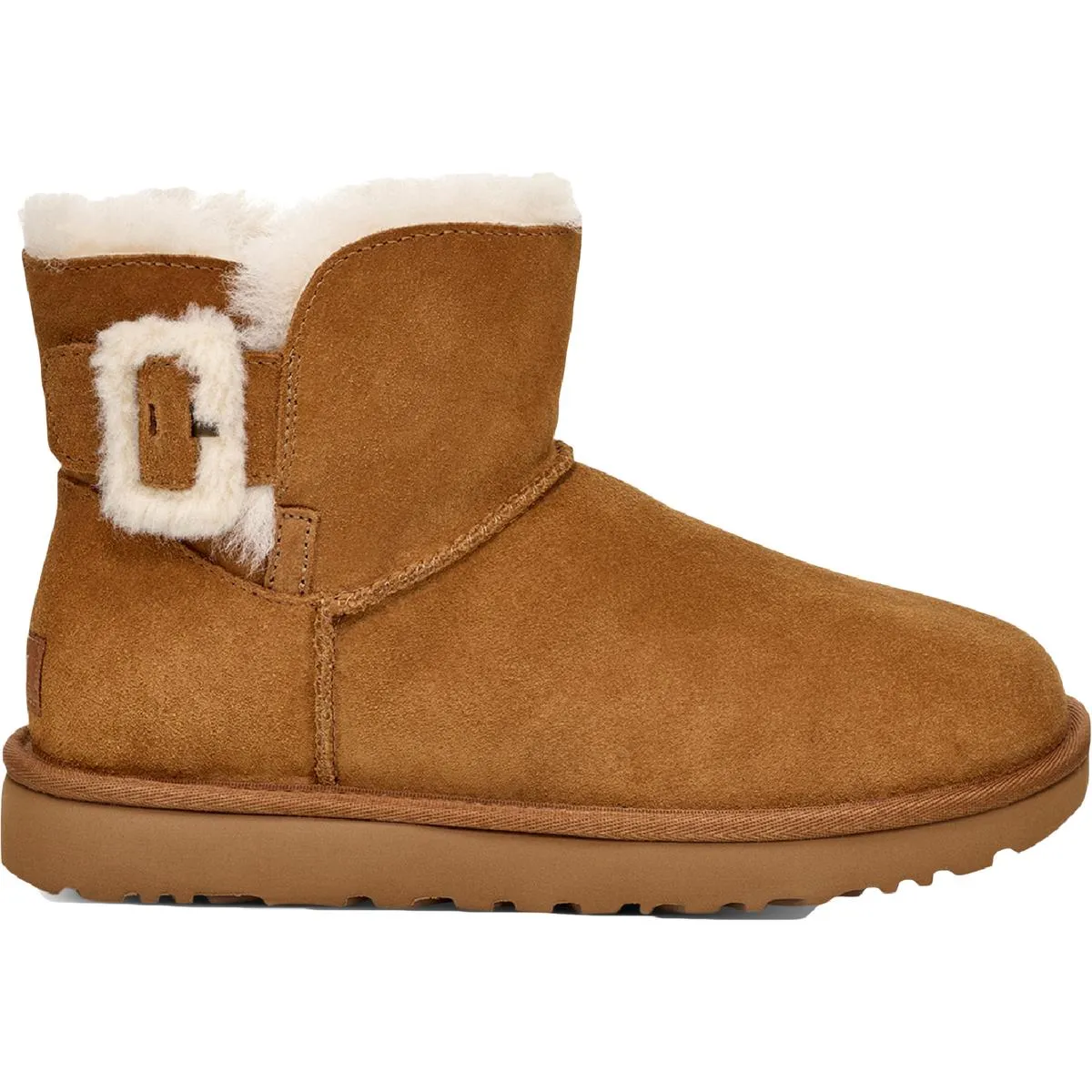 Mini Bailey Fluff Buckle Womens Suede Shearling Winter & Snow Boots