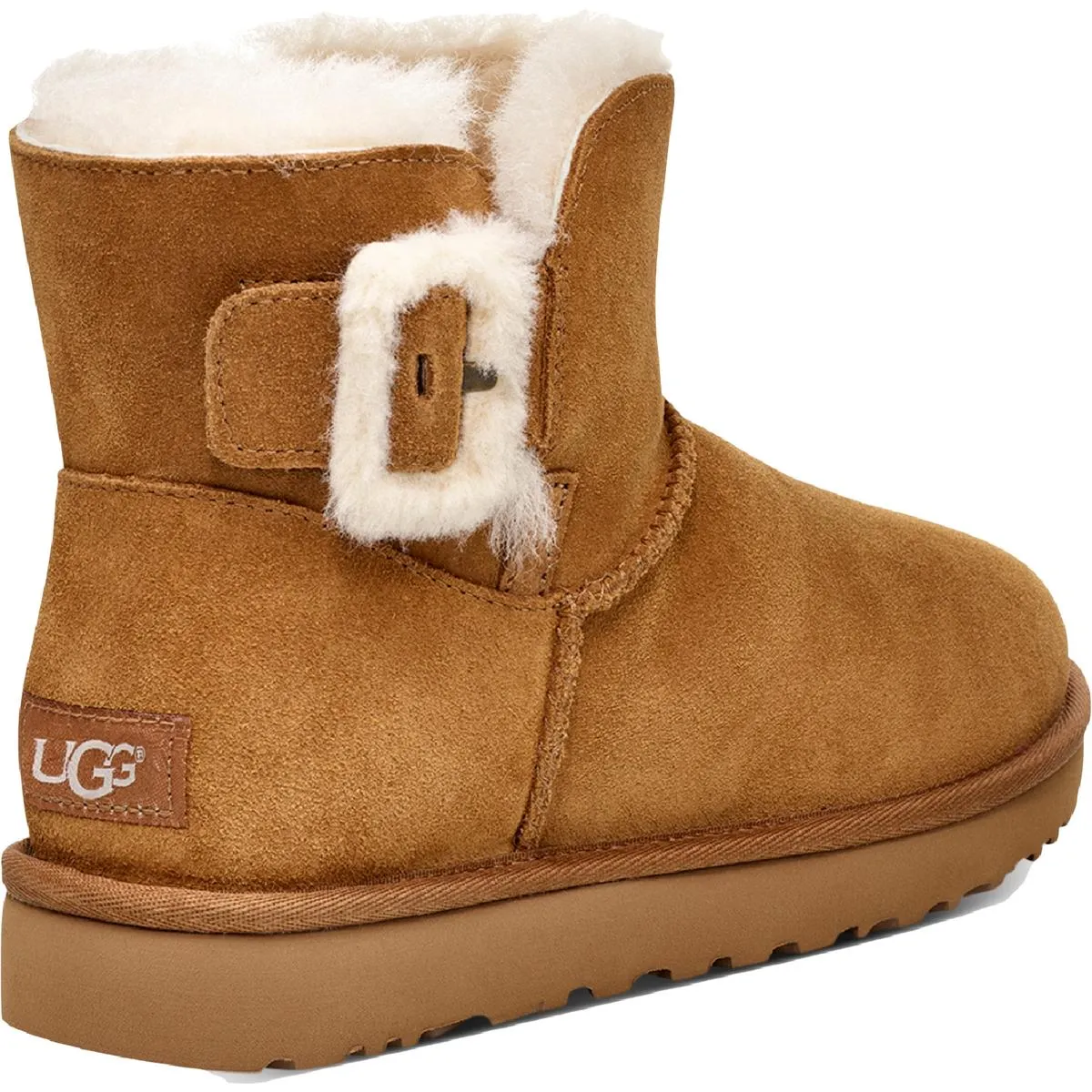 Mini Bailey Fluff Buckle Womens Suede Shearling Winter & Snow Boots