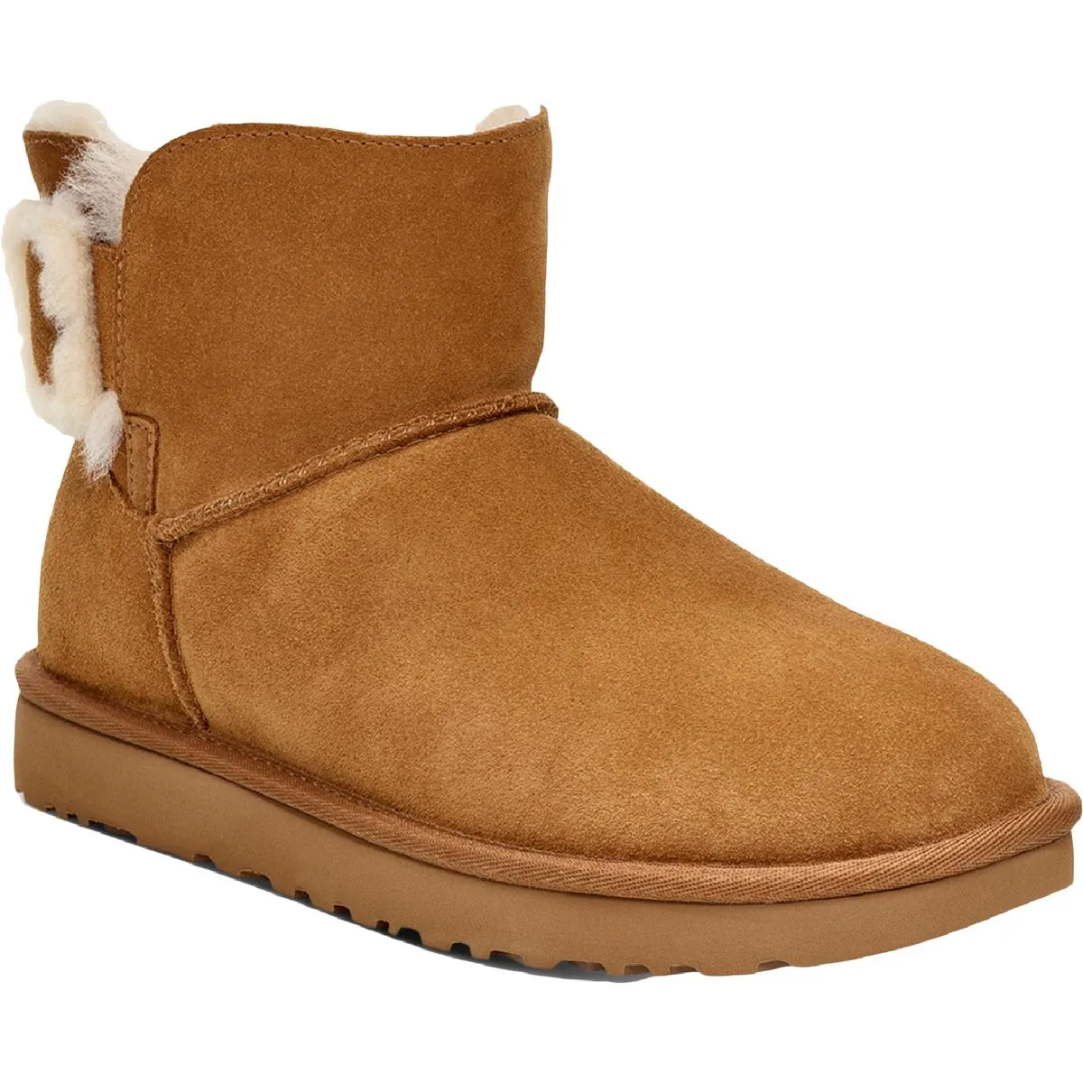Mini Bailey Fluff Buckle Womens Suede Shearling Winter & Snow Boots