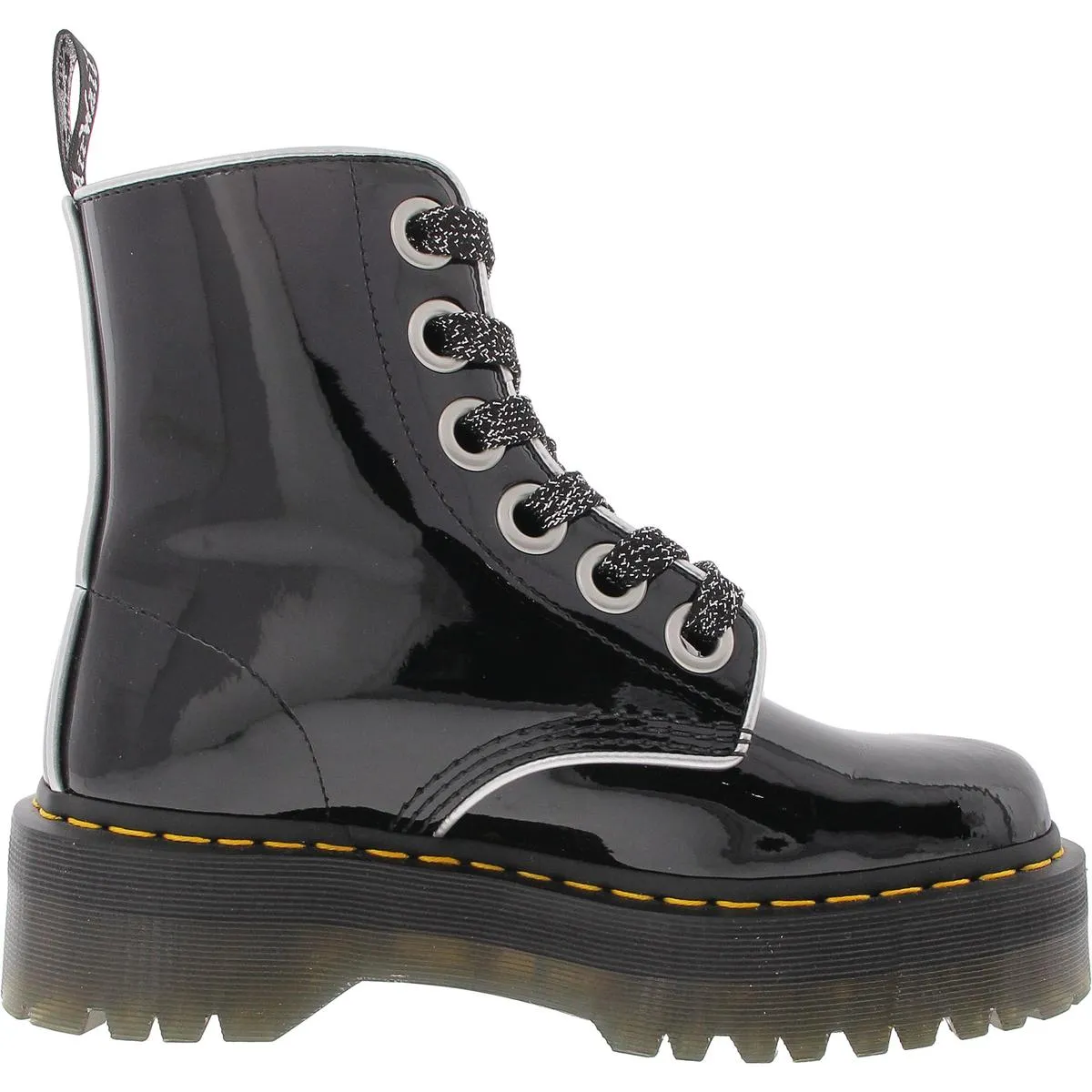 Molly Womens Lugged Sole Patent Leather Combat & Lace-Up Boots