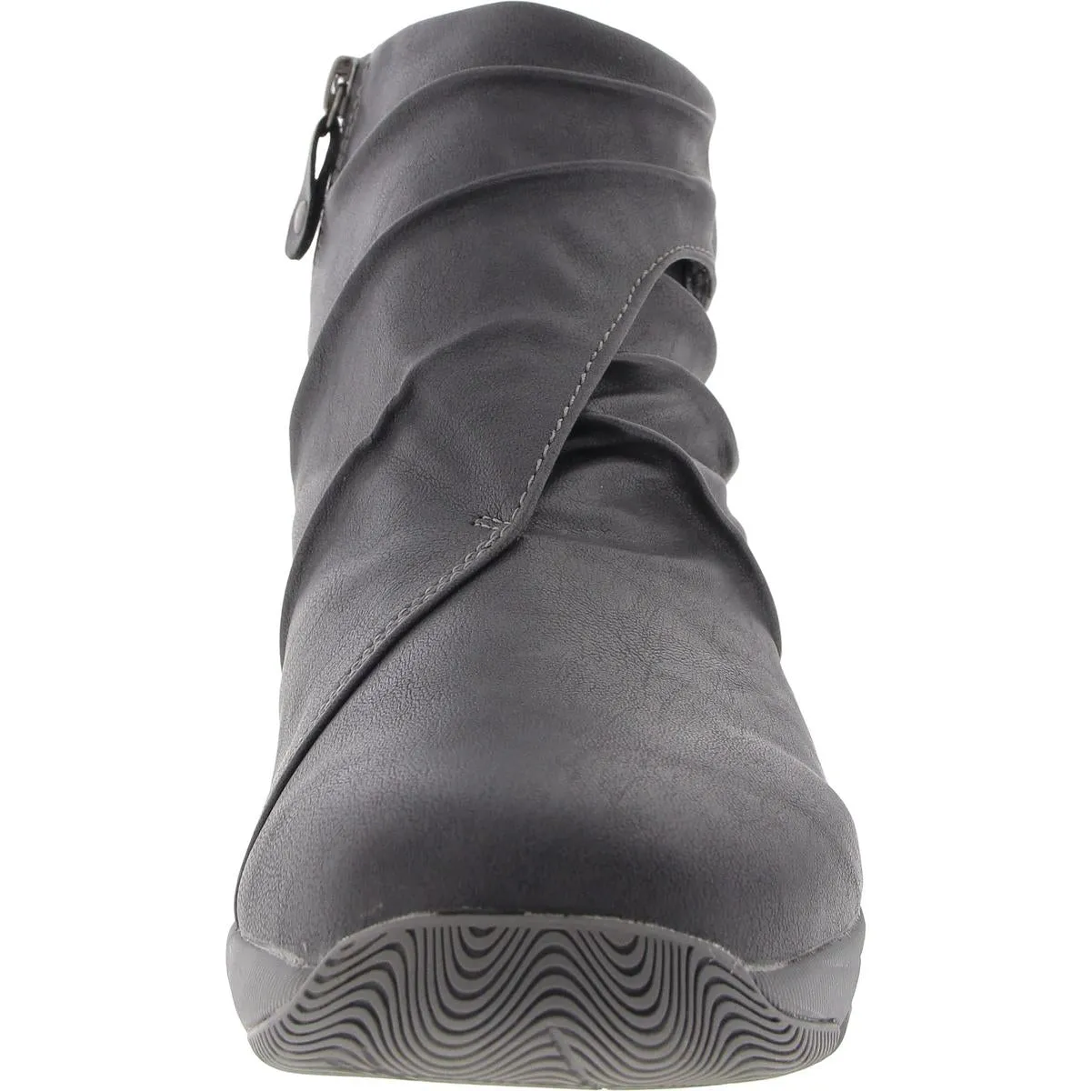 Nadia Womens Faux Leather Zipper Ankle Boots