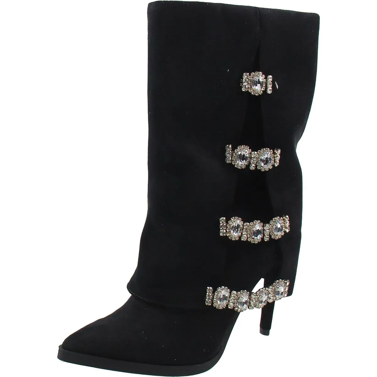 Nami Womens Rhinestone Man Made Mid-Calf Boots