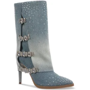 Nami Womens Rhinestone Man Made Mid-Calf Boots