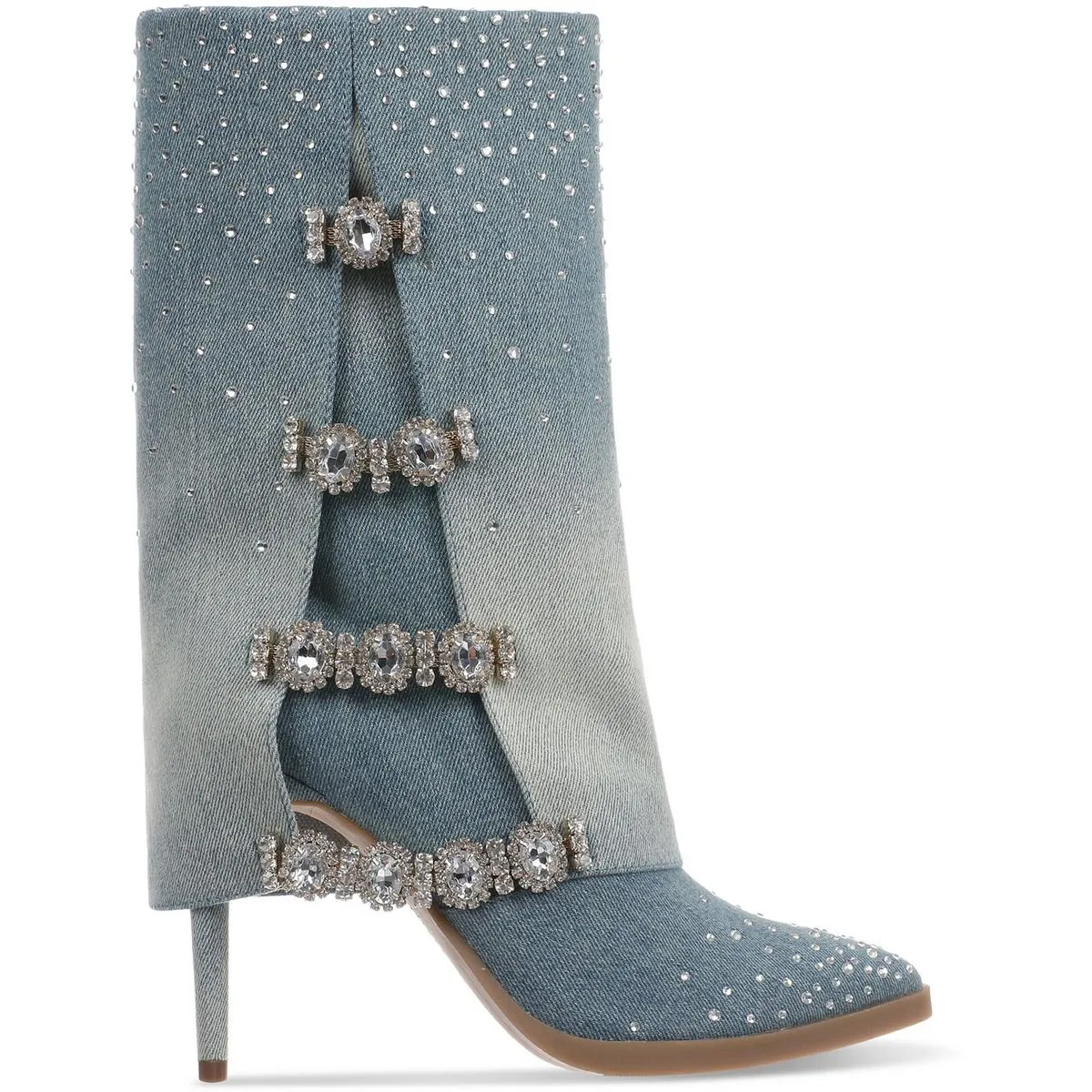 Nami Womens Rhinestone Man Made Mid-Calf Boots