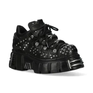 New Rock M-120NR-C1 Black Leather Gothic Platform Ankle Boots
