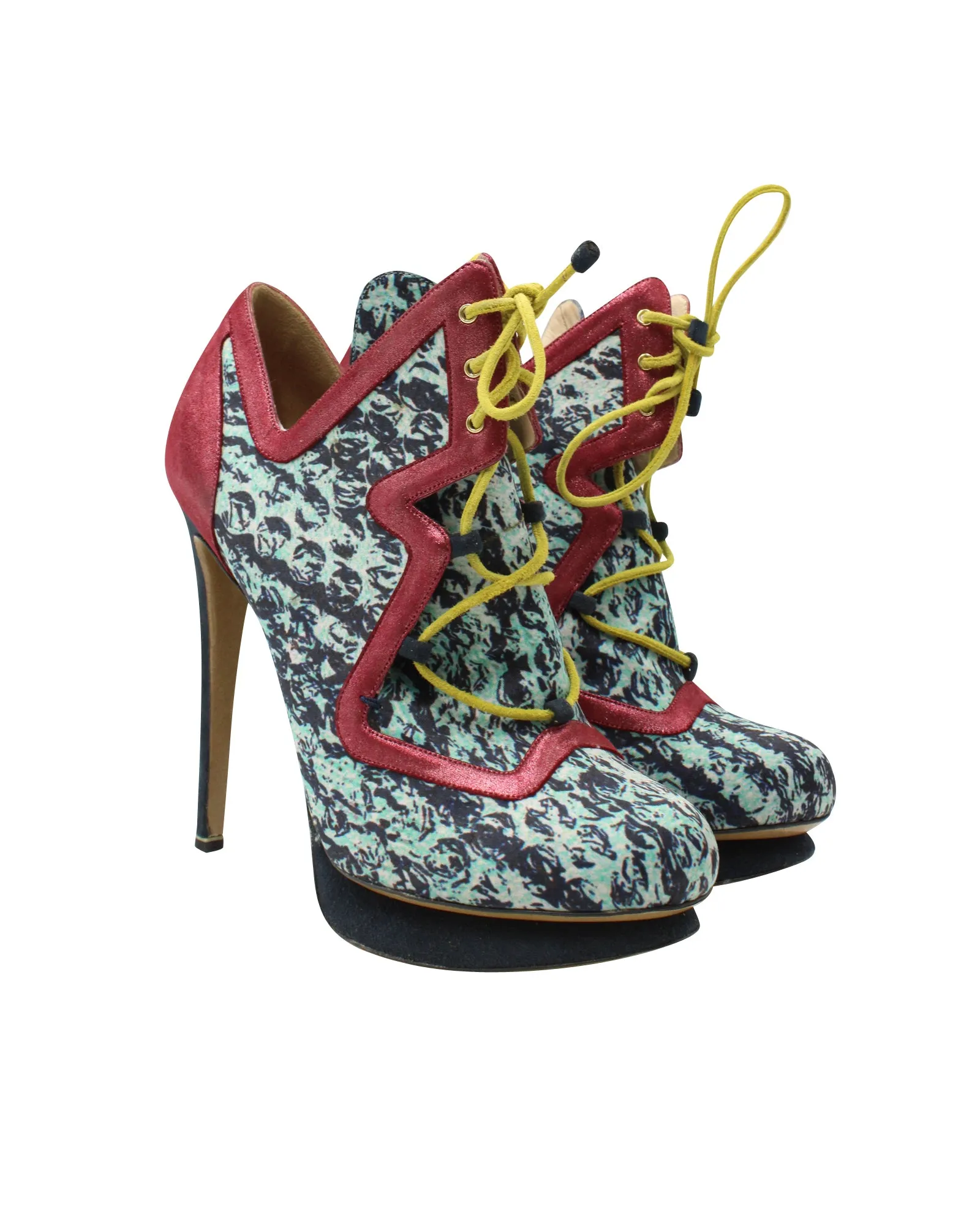 Nicholas Kirkwood Lace up Booties in Multicolor Nylon