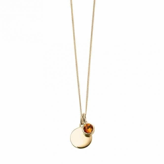 November Yellow Gold Plated Birthstone Engravable Disc Necklace P5018