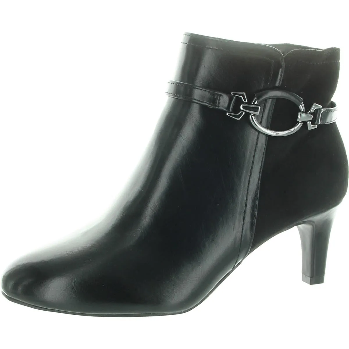 Nyssa Womens Zipper Faux Leather Booties