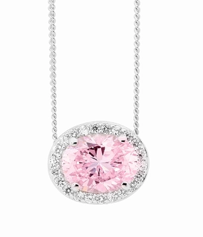 Oval CZ w/ CZ Surround Slider Pendant - 3 colours