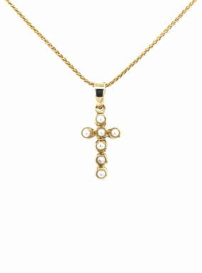 Pearl Layered 9ct Yellow Gold Cross Pendant