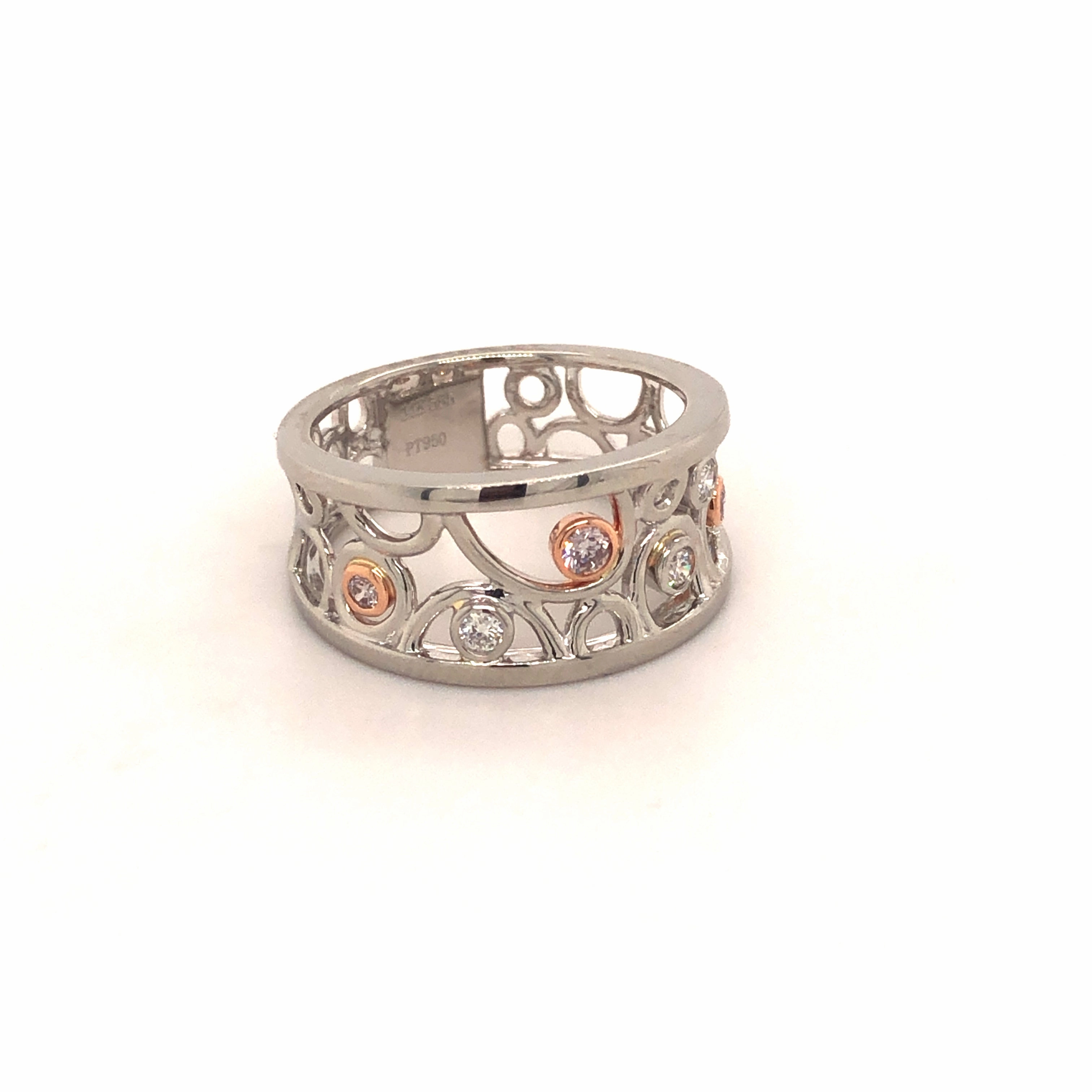 Pink Bubbles Platinum Ring