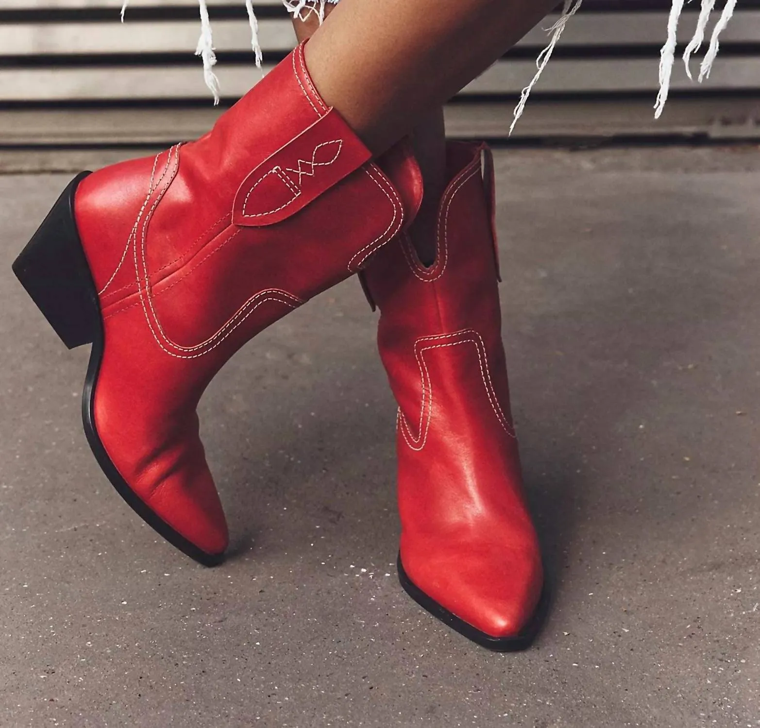 Pitchfork Point Western Boot In Red