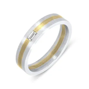 Platinum And Yellow Gold Diamond Flat Shape Wedding Ring D