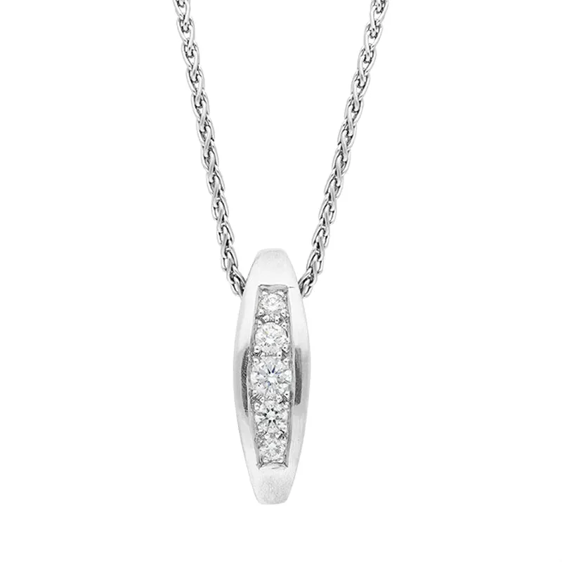Platinum Diamond Pave Set Elongated Necklace D