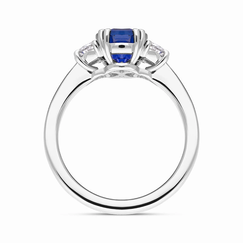 Platinum 3.25ct Sapphire Diamond Three Stone Ring