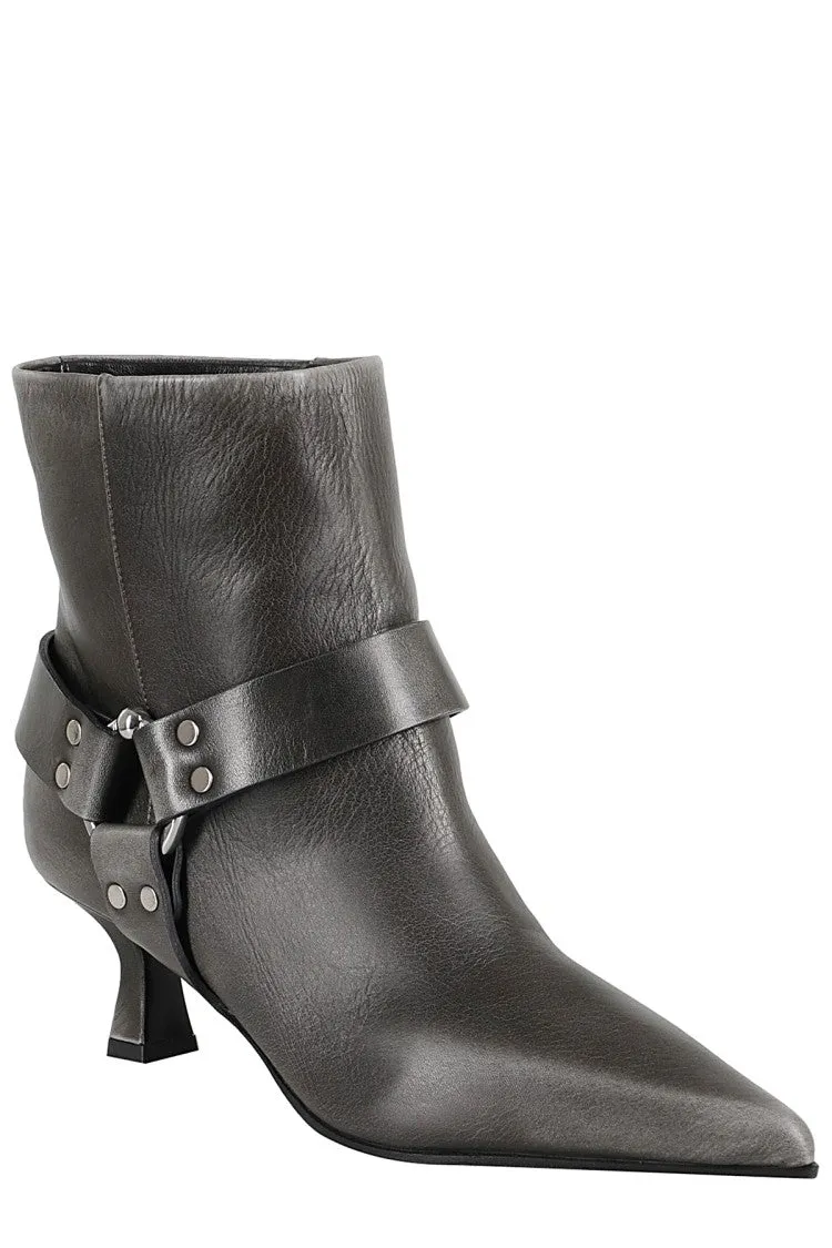 Pointed Toe Ankle Boot With Strap Detail