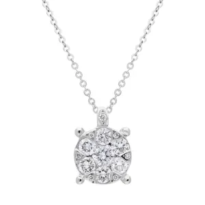 Ponte Vecchio 18ct White Gold 0.50ct Diamond Cluster Necklace D
