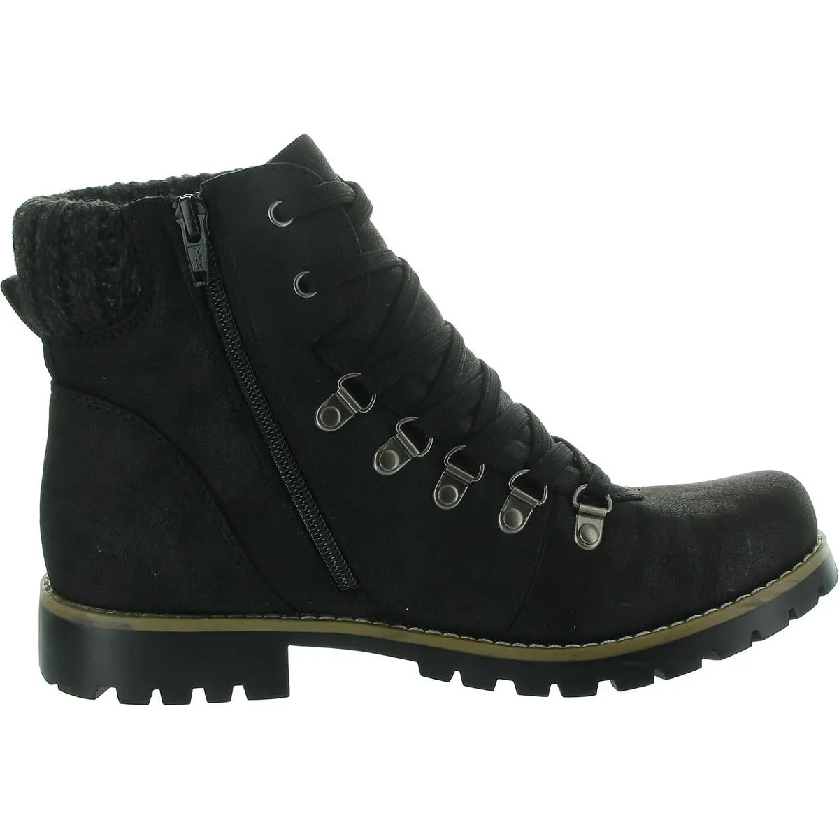 Primed Womens Mixed Media Faux Suede Combat & Lace-Up Boots