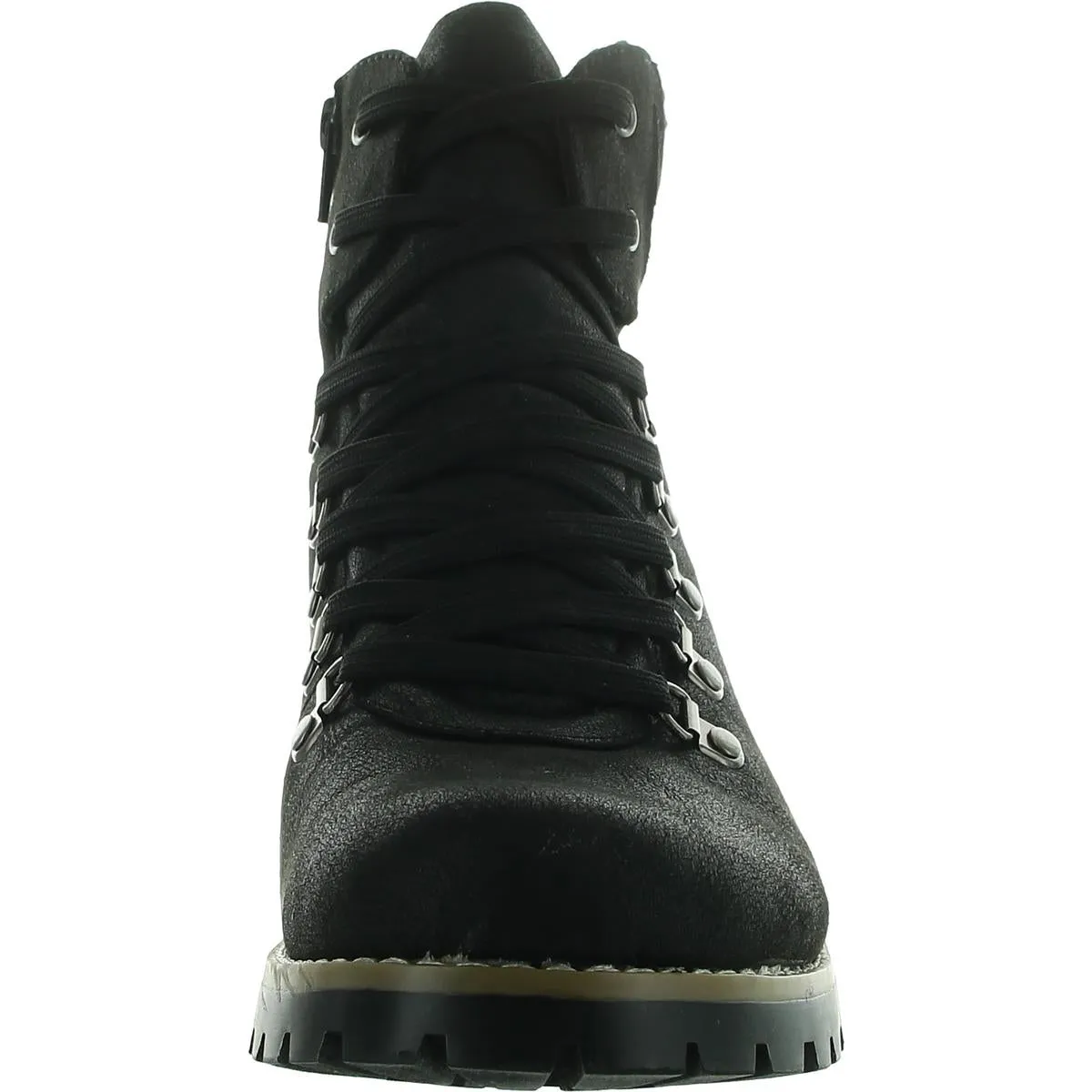 Primed Womens Mixed Media Faux Suede Combat & Lace-Up Boots