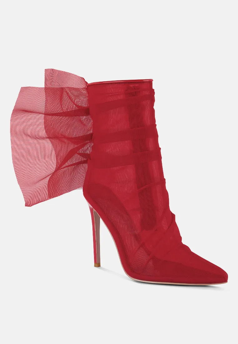 princess organza wrapped style heeled ankle boots