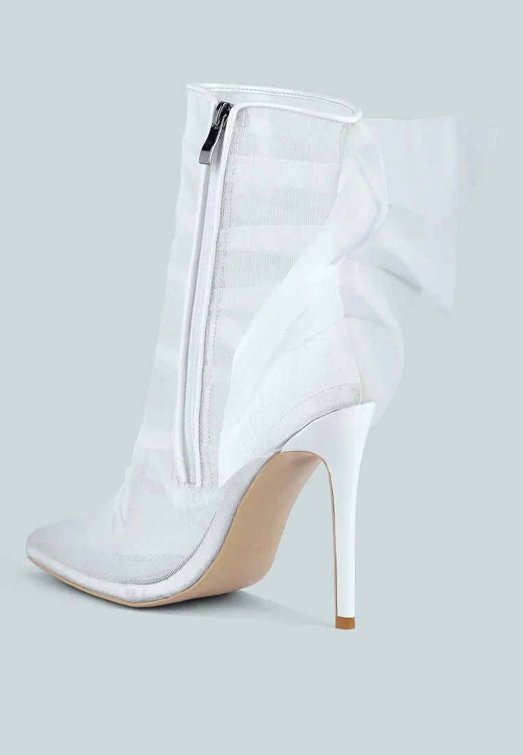 princess organza wrapped style heeled ankle boots